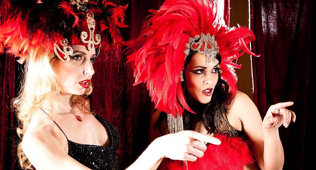 Burlesque dancers getting ready