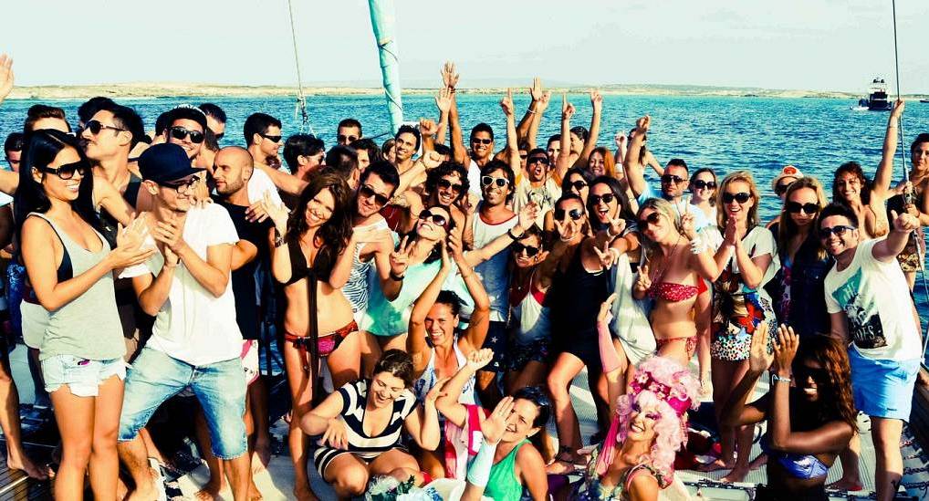 Party goers on a party boat