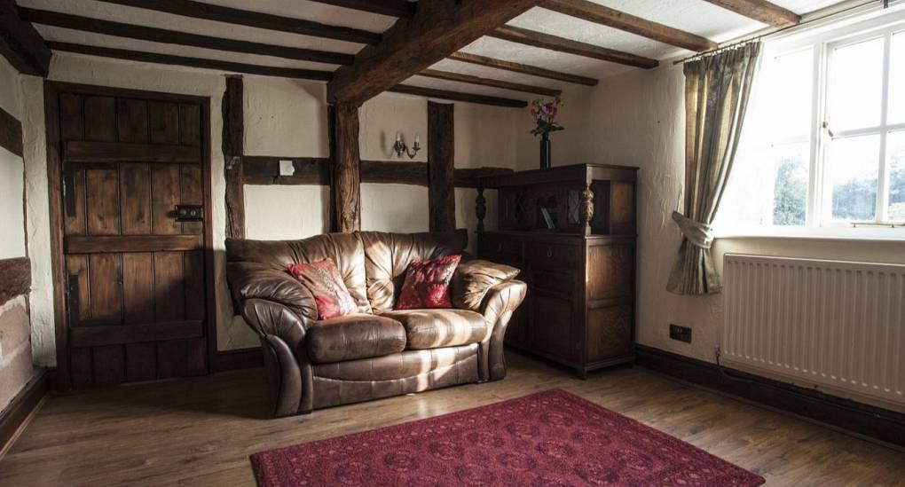 Lounge sofa with sunlight steaming through the window